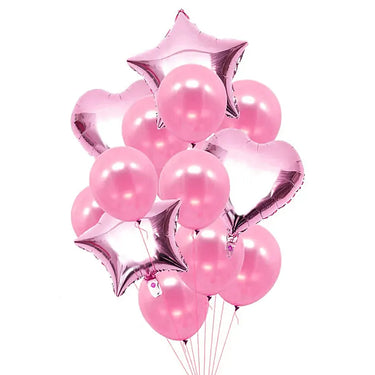 Heart and Star Shape Pink Balloons